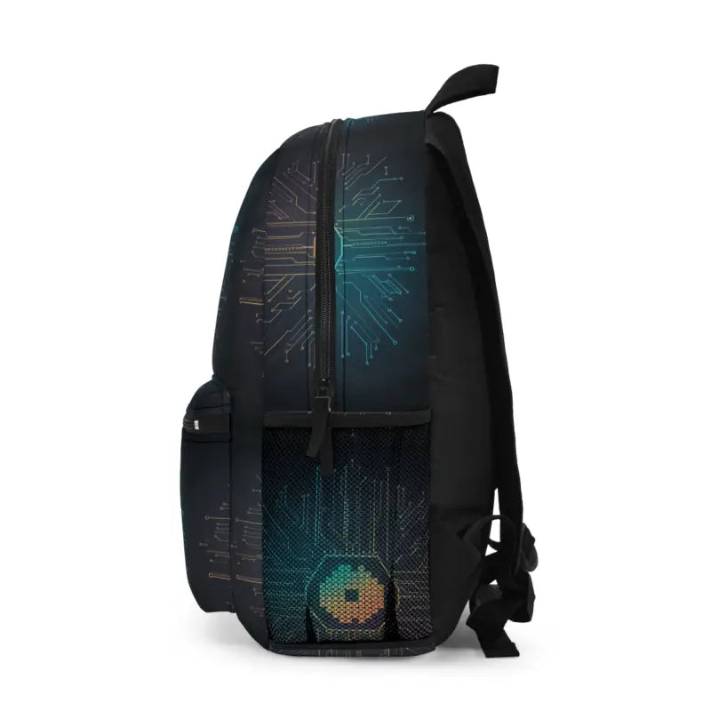 Level Up your Style with the Spacious Circuit Pattern Backpack! - one Size Bags