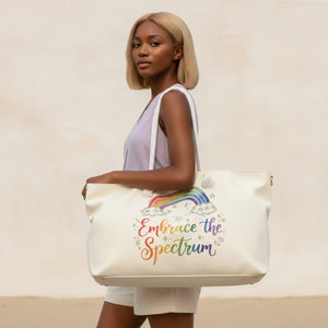 Spacious Rainbow Travel Tote - Cotton Rope Weekender - Dipaliz - Luggage & Bags