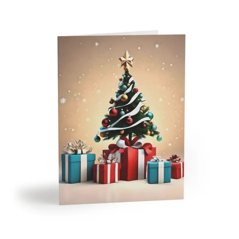 Joyful Sparkle Christmas Tree Greeting Cards with Envelopes - 16 Pcs / Matte / 4.25” x 5.5” Paper Products