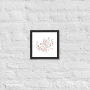 Framed Poster Sparrow with Florals Matte Black Frame Dipaliz - 10″×10″ - Posters
