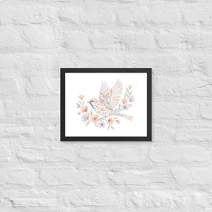 Framed Poster Sparrow with Florals Matte Black Frame Dipaliz - 11″×14″ - Posters