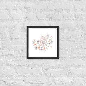 Framed Poster Sparrow with Florals Matte Black Frame Dipaliz - 12″×12″ - Posters