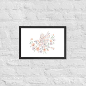 Framed Poster Sparrow with Florals Matte Black Frame Dipaliz - 12″×18″ - Posters