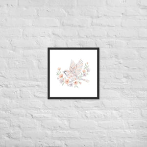 Framed Poster Sparrow with Florals Matte Black Frame Dipaliz - 18″×18″ - Posters