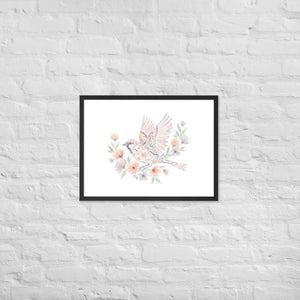Framed Poster Sparrow with Florals Matte Black Frame Dipaliz - 18″×24″ - Posters