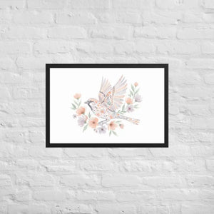 Framed Poster Sparrow with Florals Matte Black Frame Dipaliz - 20″×30″ - Posters