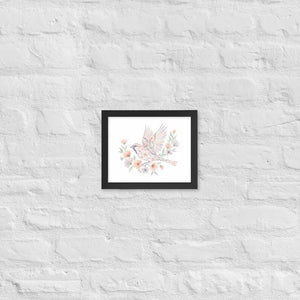 Framed Poster Sparrow with Florals Matte Black Frame Dipaliz - 8″×10″ - Posters