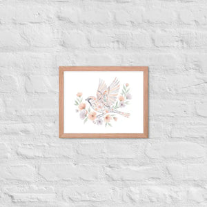 Framed Poster Sparrow with Florals Matte Black Frame Dipaliz - Red Oak / 11″×14″ - Posters