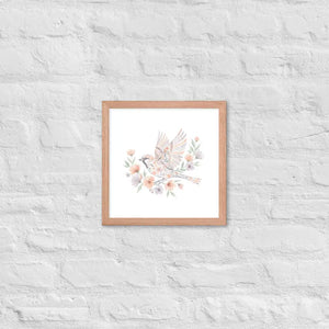 Framed Poster Sparrow with Florals Matte Black Frame Dipaliz - Red Oak / 12″×12″ - Posters
