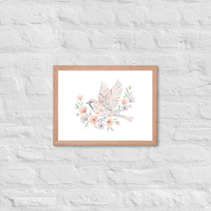 Framed Poster Sparrow with Florals Matte Black Frame Dipaliz - Red Oak / 12″×16″ - Posters