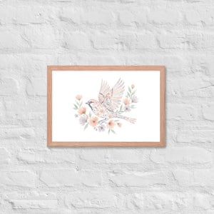 Framed Poster Sparrow with Florals Matte Black Frame Dipaliz - Red Oak / 12″×18″ - Posters