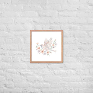 Framed Poster Sparrow with Florals Matte Black Frame Dipaliz - Red Oak / 18″×18″ - Posters