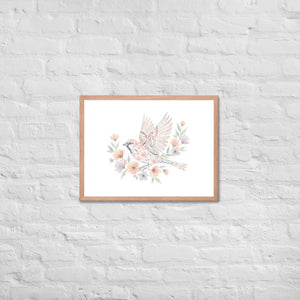 Framed Poster Sparrow with Florals Matte Black Frame Dipaliz - Red Oak / 18″×24″ - Posters
