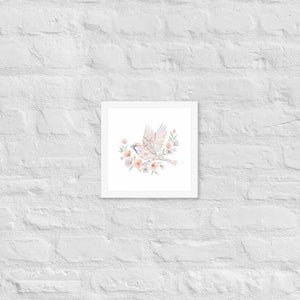 Framed Poster Sparrow with Florals Matte Black Frame Dipaliz - White / 10″×10″ - Posters