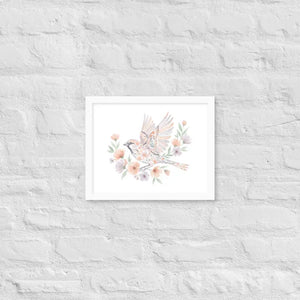 Framed Poster Sparrow with Florals Matte Black Frame Dipaliz - White / 11″×14″ - Posters