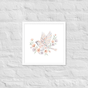 Framed Poster Sparrow with Florals Matte Black Frame Dipaliz - White / 16″×16″ - Posters