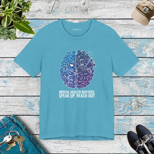 Mental Health Awareness Unisex Jersey Tee - Speak Up Design - Dipaliz - Heather Aqua / s - T-shirts