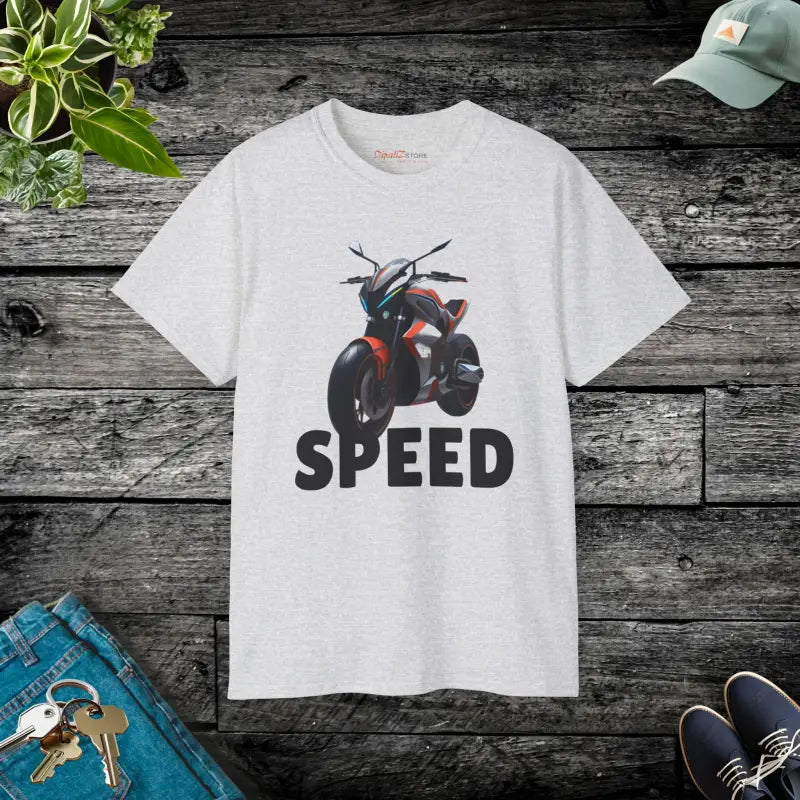 Rev Up in Style: Speed Motorcycle Ultra Cotton Tee - Ash / s T-shirt