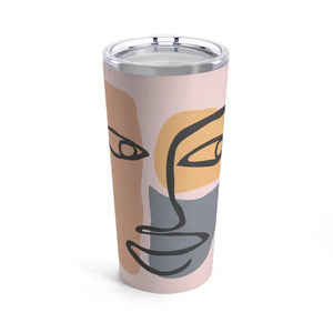 Abstract Face Pink Tumbler 20oz Stylish Drinkware - Dipaliz - Tumblers