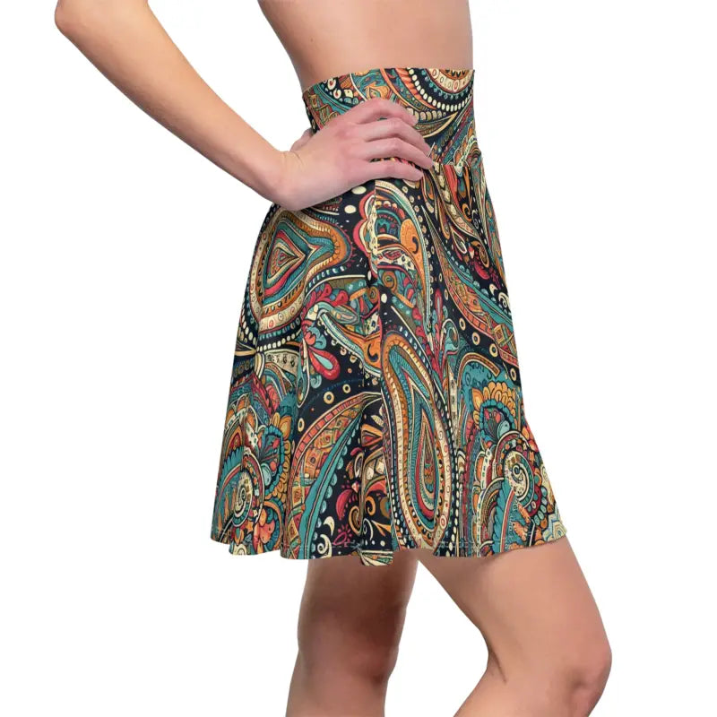 Twirl Into Style with a Paisley Patterned Skater Skirt - All Over Prints