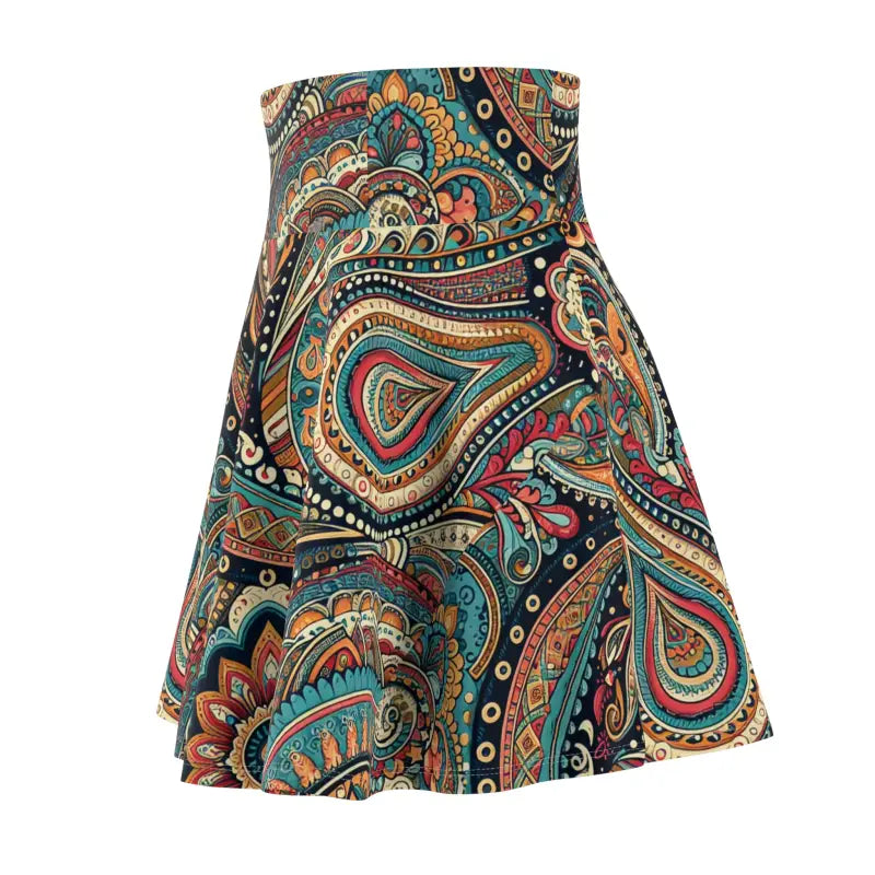 Twirl Into Style with a Paisley Patterned Skater Skirt - All Over Prints