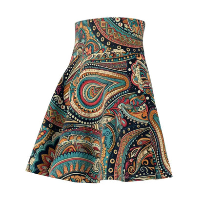 Twirl Into Style with a Paisley Patterned Skater Skirt - All Over Prints