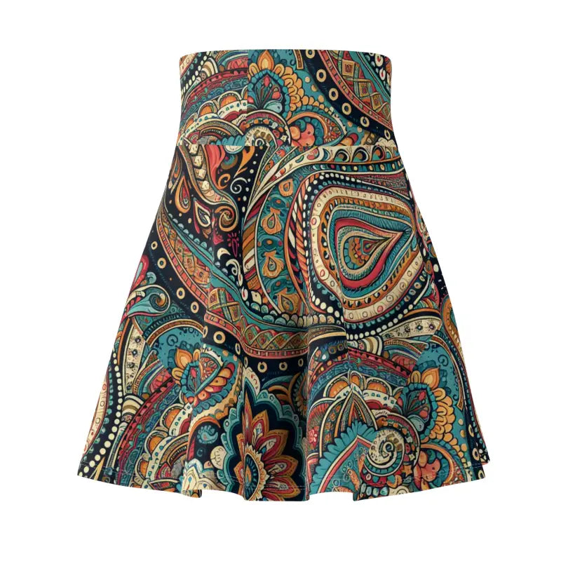 Twirl Into Style with a Paisley Patterned Skater Skirt - All Over Prints