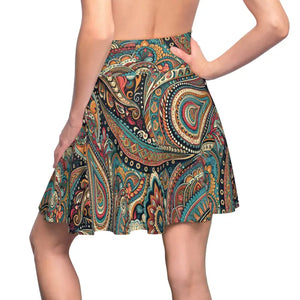 Paisley Patterned Skater Skirt - Vibrant Twirl Style - Dipaliz - Skirts