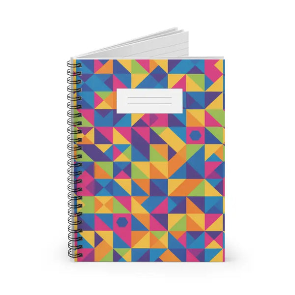 Spiral Notebook - Colorful Geometric Pattern Ruled Journal - Dipaliz - one Size - Paper Products