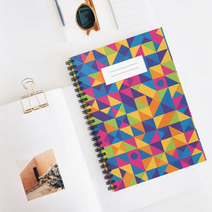 Spiral Notebook - Colorful Geometric Pattern Ruled Journal - Dipaliz - one Size - Paper Products