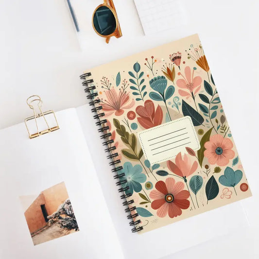 Spiral Notebook with Pastel Flower Design - Ruled Line Beauty - one Size Paper Products