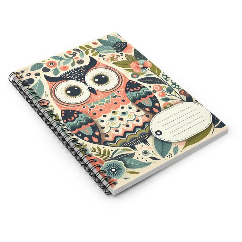 Spiral Notebook with Pastel Owl Flowers for Creative Journaling - one Size Paper Products