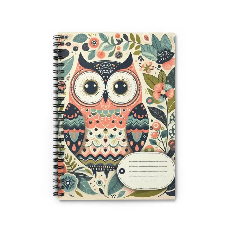 Spiral Notebook with Pastel Owl Flowers for Creative Journaling - one Size Paper Products