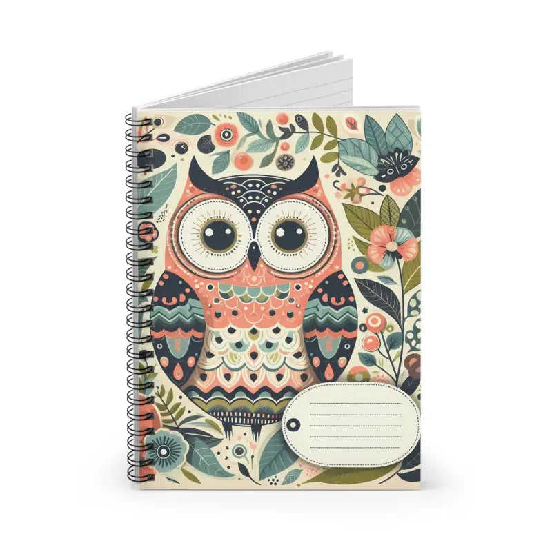 Spiral Notebook with Pastel Owl Flowers for Creative Journaling - one Size Paper Products