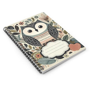Owl Spiral Notebook Pastel Flowers Ruled Line Magic - Dipaliz - one Size - Journals