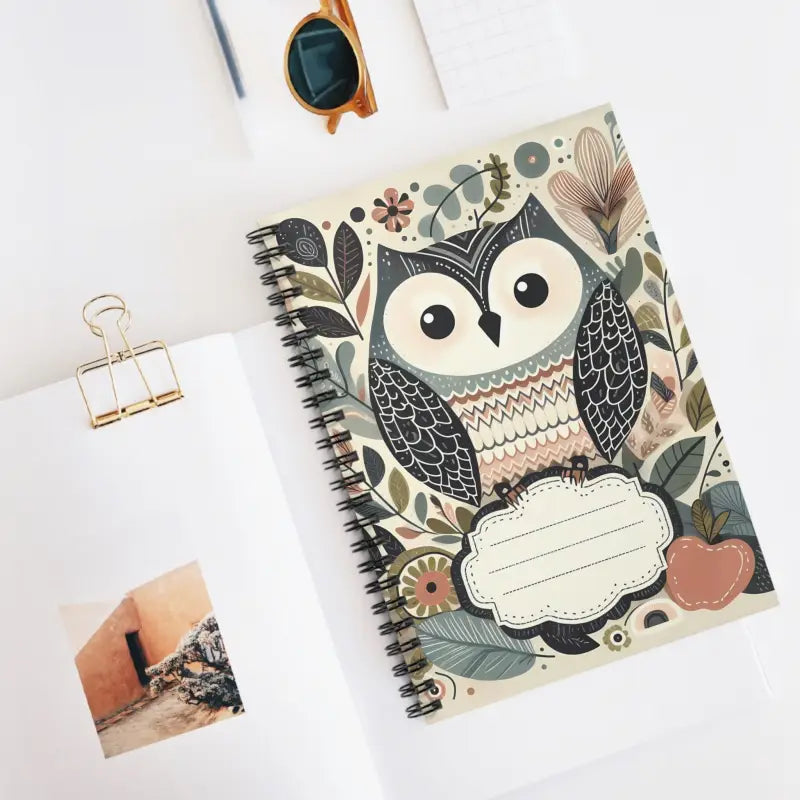 Spiral Notebook with Ruled Lines and Pastel Owl Design - one Size Paper Products