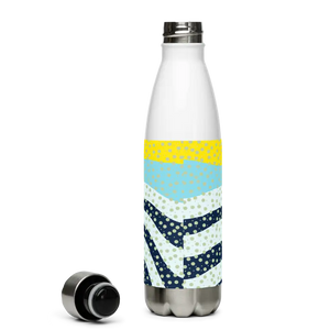 Stainless Steel Water Bottle Yellow Wavy Pattern Bold Style Dipaliz - Bottles
