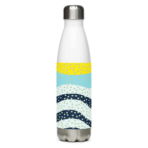 Stainless Steel Water Bottle Yellow Wavy Pattern Bold Style Dipaliz - Bottles