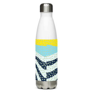 Stainless Steel Water Bottle Yellow Wavy Pattern Bold Style Dipaliz - Bottles
