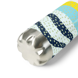 Stainless Steel Water Bottle Yellow Wavy Pattern Bold Style Dipaliz - Bottles