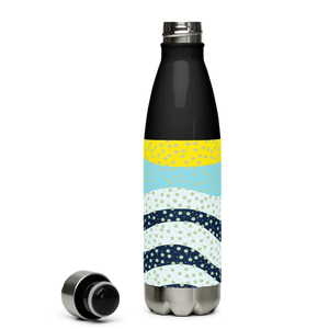 Stainless Steel Water Bottle Yellow Wavy Pattern Bold Style Dipaliz - Bottles