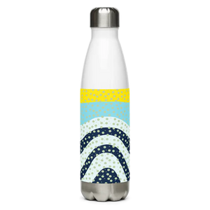 Stainless Steel Water Bottle Yellow Wavy Pattern Bold Style Dipaliz - Bottles