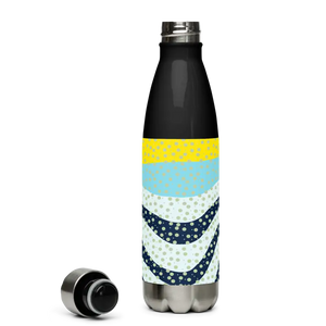 Stainless Steel Water Bottle Yellow Wavy Pattern Bold Style Dipaliz - Bottles