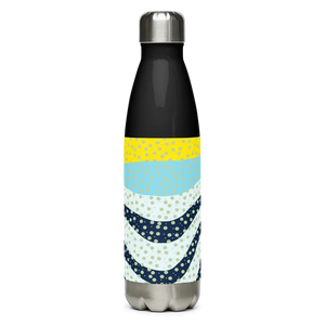 Stainless Steel Water Bottle Yellow Wavy Pattern Bold Style Dipaliz - Bottles