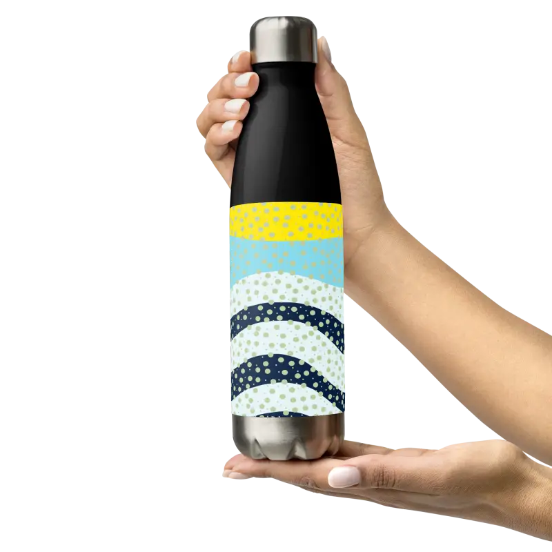 Stand out with the Stainless Steel Yellow Wavy Water Bottle - Bottles