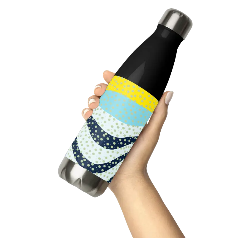 Stand out with the Stainless Steel Yellow Wavy Water Bottle - Bottles