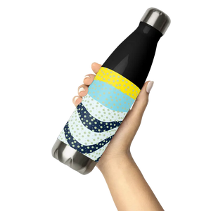 Stainless Steel Water Bottle Yellow Wavy Pattern Bold Style Dipaliz - Bottles