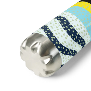 Stainless Steel Water Bottle Yellow Wavy Pattern Bold Style Dipaliz - Bottles
