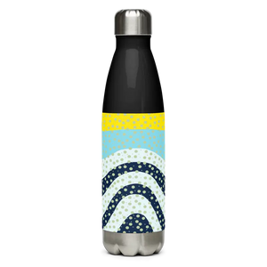 Stainless Steel Water Bottle Yellow Wavy Pattern Bold Style Dipaliz - Bottles