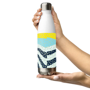 Stainless Steel Water Bottle Yellow Wavy Pattern Bold Style Dipaliz - Bottles